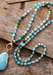 Boho Necklace, Seed Beads Blue Amazonite